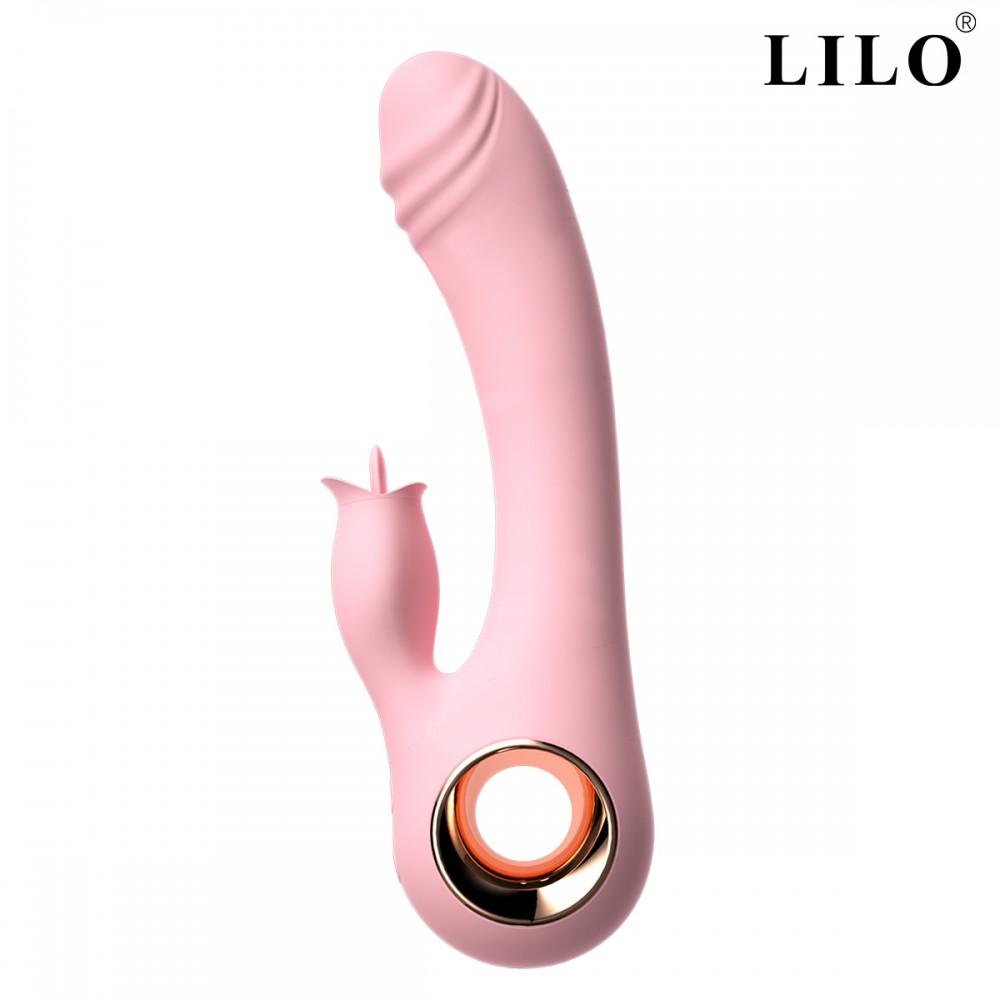 Vibrador de ponto G. Possui estimulador de clítoris, no estilo de língua - PG140