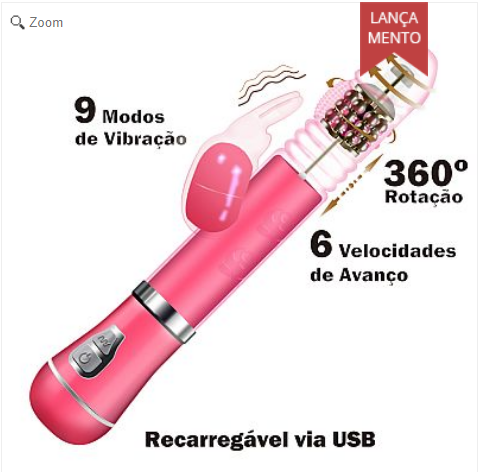 Vibrador Rotativo de Coelho com Vai e vem - Recarregável - SI